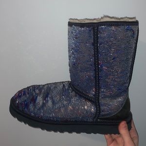 Unique, sequin UGG boots. Worn once. Red, white, and blue to silver sequins.